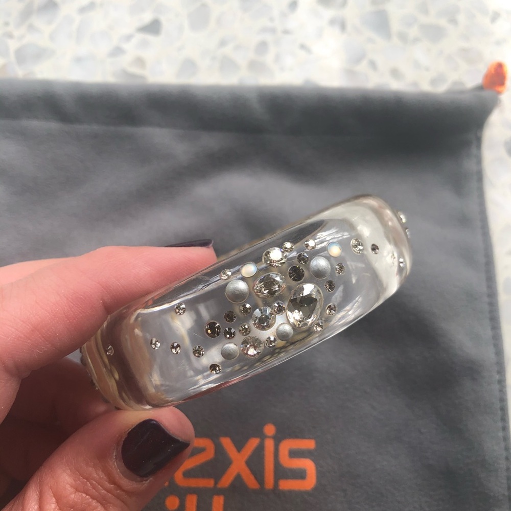 Alexis Bittar clear liquid Lucite Hinged Bangle